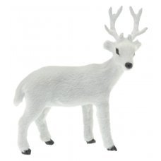 Χριστουγεννιάτικο Διακοσμητικό Ελαφάκι Λευκό, Επιτραπέζιο που Κοιτάει Πλάγια (15cm)